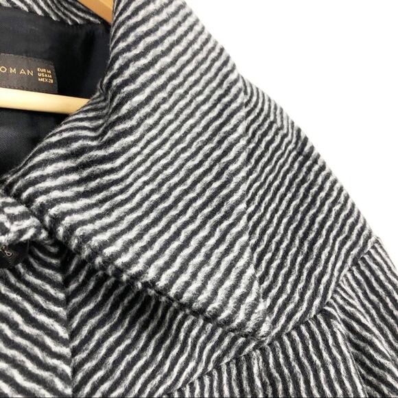 Zara wool retro jacket with big buttons gray and black pattern, wide sleeves  M - Picture 14 of 16